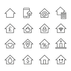 Real Estate Home Icons Vector Collection – Housing and Architecture Design Set