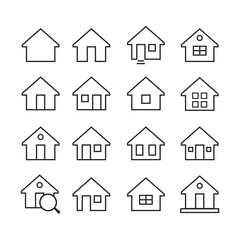 Home Icons Vector Set – House, Building, and Real Estate Symbol Collection