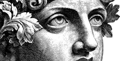 Vintage engraving style illustration of classical fragment for retro design