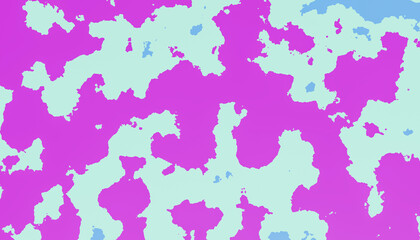 Abstract pink and light blue camouflage pattern wrapping a cube