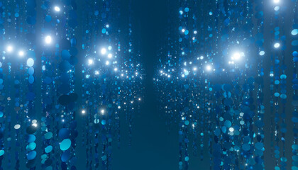 Shiny blue confetti falling creating a festive atmosphere
