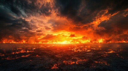 Fiery horizon landscape
