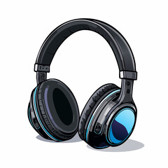 Vektor eines modernen Over-Ear-Kopfhörers, schwarz, weich gepolsterte Ohrmuscheln.