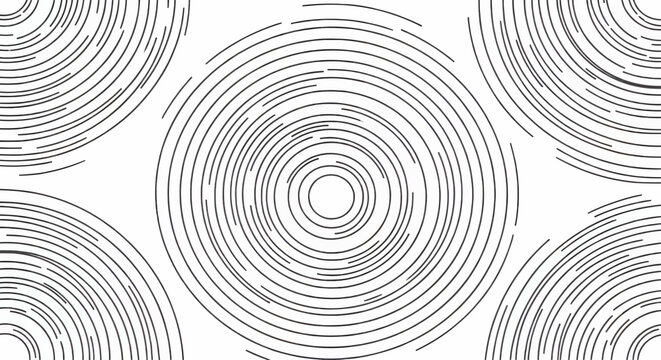 Minimalist concentric circle line pattern background in black and white for modern abstract design and seamless texture use.
