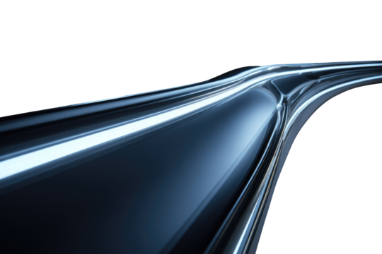 Abstract glowing blue lines curve on a transparent background, creating a futuristic and dynamic visual. background removed