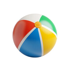 Obraz premium Colorful beach ball with a yellow top and blue and red stripes
