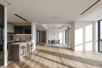Fototapeta premium Contemporary Interior Design of a Stylish Apartment Featuring Elegant Furniture and Bright Decor