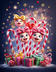 Naklejka premium baston, baston naviedño, navida, juguete, conejito, vacaciones, decoraciones, pascua, objeto, celebraciones, árbol, regalo, muñeco de nieve