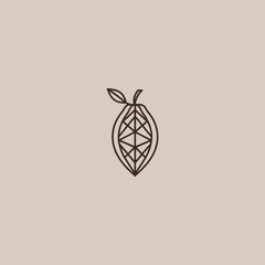 Cacao cocoa bean line art minimalist logo design.