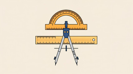 Precision and Symmetry: A Clean, Flat Illustration of Geometric Drafting Tools