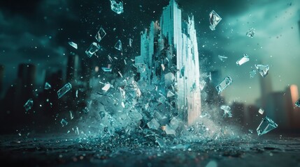Glass explosion urban background
