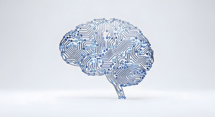 An intricate representation of the human brain, composed of a complex network of circuits. 