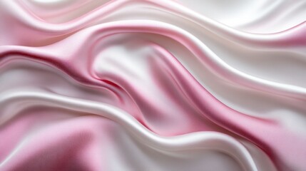 Fototapeta premium Close-up of flowing pink and white silk fabric, showcasing elegant folds and textures.