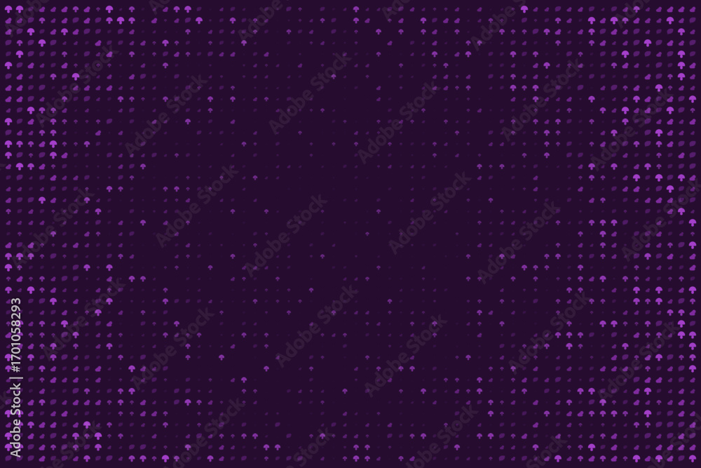 Poster purple patterned background with dots and icons for creative design projects