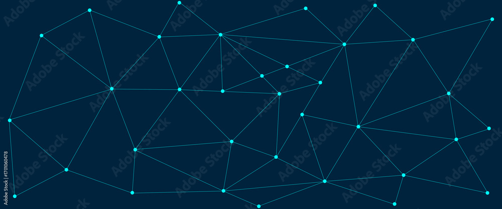 Poster abstract blue lines and dots connections pattern, social network communication, technology curve lin
