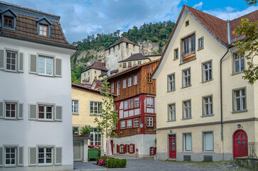 Architecture in the old town of Feldkirch, Austria