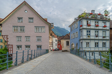 Architecture in the old town of Feldkirch, Austria