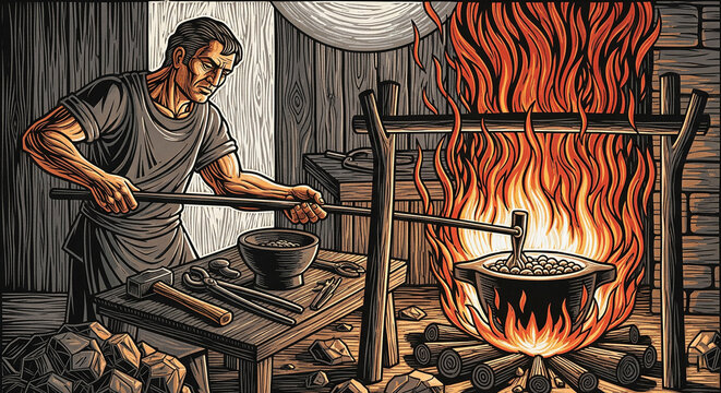 Malachi 3 The  Refiners Fire rinocut print style