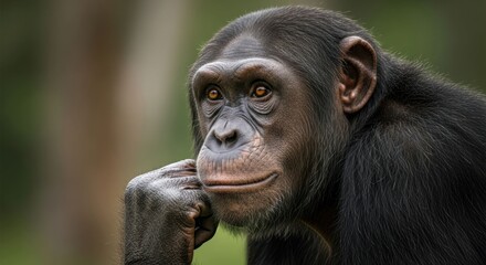 Close-up of a pensive chimpanzee
