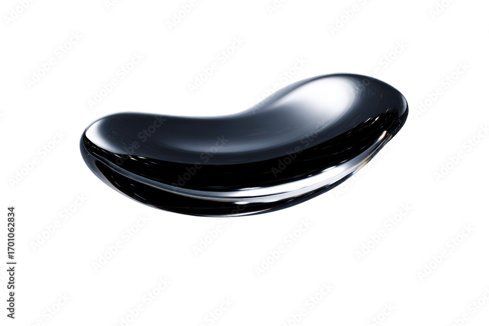 Poster abstract rendering of a glossy, liquid-like form on a transparent background. background removed