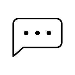 Black speech bubble icon with three dots, symbolizing conversation and communication