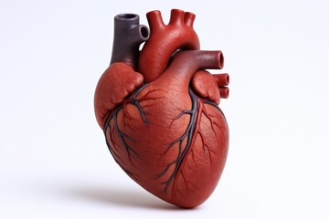 Anatomical Heart Model Isolated on White Background, Showing Realistic Texture and Detail for Medical Illustration