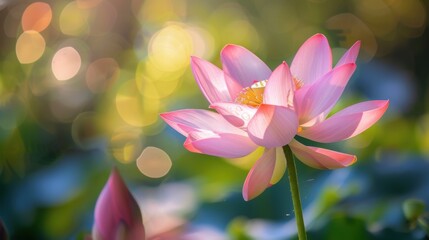 Fototapeta premium Vibrant Water Lilies & Lotus: Aquatic Blooms by Pond – Summer Nature