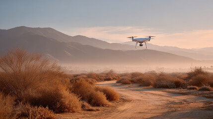 drones are efficiently collecting morning dew in dry desert landscape innovatively providing water