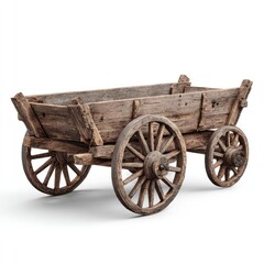 Obraz premium Aged wooden wagon, isolated