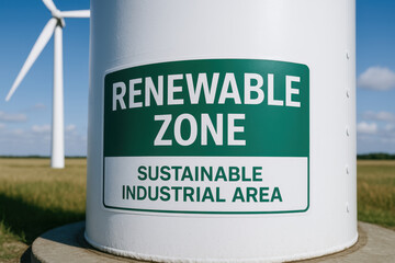 Sustainable renewable energy powers industrial area with wind turbines in open sia promoting clean and green technology for future