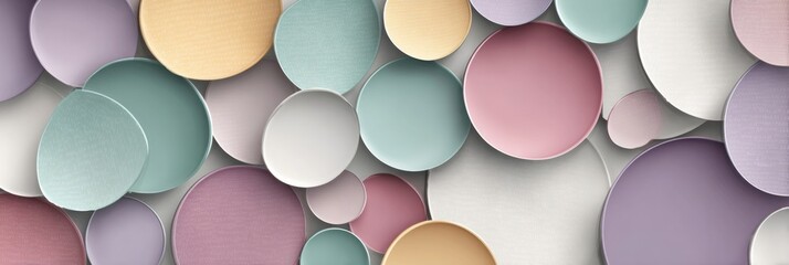 Colorful Round Shapes Arranged Artfully on a Textured Background in a Modern Interior Space