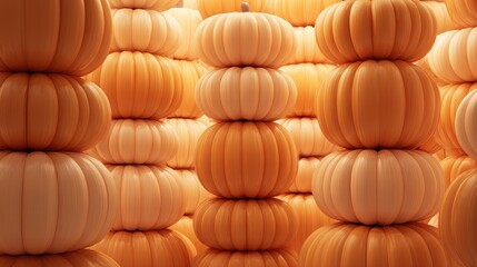 Fototapeta premium Pumpkin lanterns stacked like candy towers, 3D illustration.
