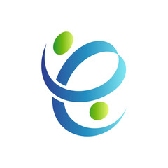 modern people logo icon vector with letter e element in flat style design