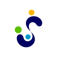 family logo icon vector with letter S element in flat style design