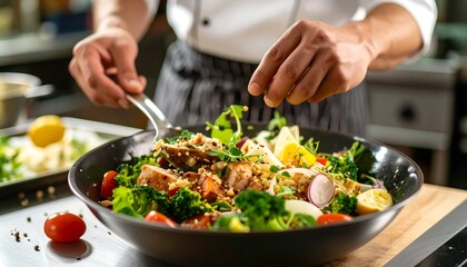 Chef preparing a healthy salad