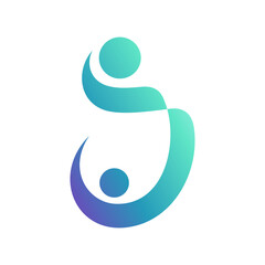 modern people logo icon vector with letter J element in flat style design