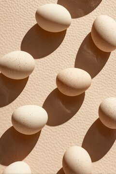 Light beige eggs in a diagonal pattern, with strong shadows