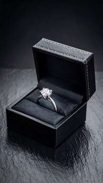 A diamond ring in a black box