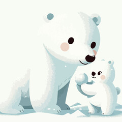 Polar bear with a simple and minimalist flat design using a white background