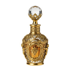 Ornate Vintage Perfume Bottle isolated on white background