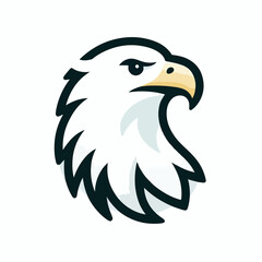 Bald eagle with a simple and minimalist flat design using a white background