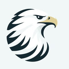 Bald eagle with a simple and minimalist flat design using a white background