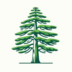 pine tree with a simple and minimalist flat design using a white background