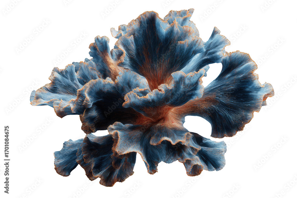 Aufkleber abstract 3d rendering of a blue and orange coral-like structure against a transparent background. ba