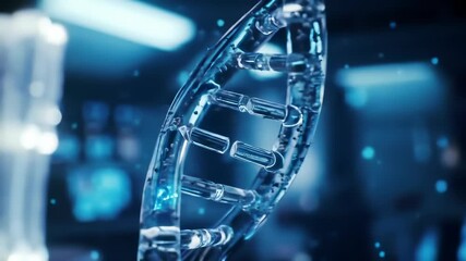 Dynamic blue glowing DNA helix, embodying cutting-edge scientific research, genetics, and biotechnology. - Powered by Adobe