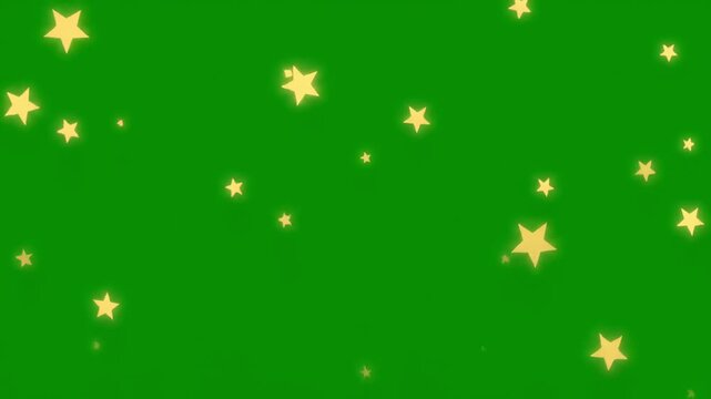 Glowing tars falling on green background