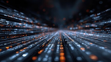 Abstract digital tunnel,  lines of code,  fast-moving data