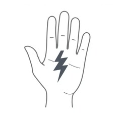 Obraz premium Lightning bolt symbol on open palm of hand in sketch style