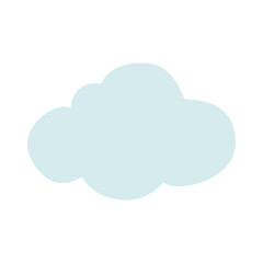 Flat Minimalist Blue Cloud Vector Icon Illustration