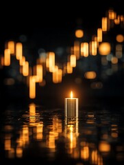Illuminating Cryptocurrency Markets A Candle Burns Amidst Fluctuating Financial Data Displays